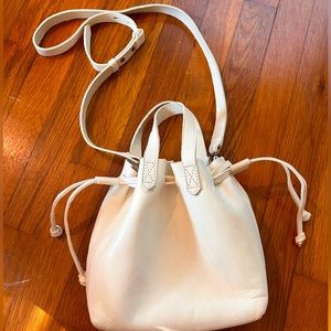 Madewell White Bucket Bag with removable strap